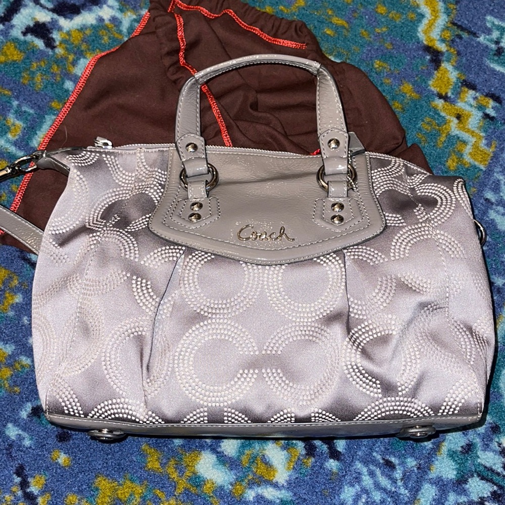 Authentic Gray Coach Ashley Dotted OP Bag